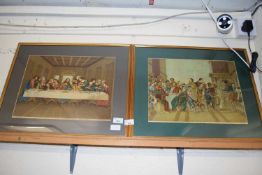 TWO COLOURED PRINTS 'THE LORDS SUPPER' AND 'THE MARRIAGE FEAST', F/G