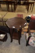 OCTAGONAL TOP DARK WOOD TABLE, 45CM DIAM