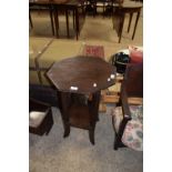 OCTAGONAL TOP DARK WOOD TABLE, 45CM DIAM