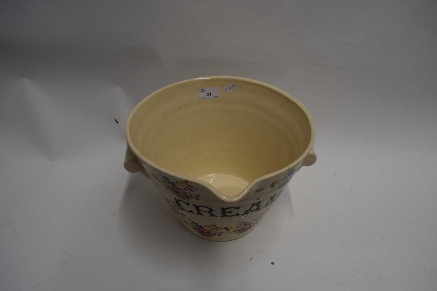 CERAMIC CREAM PAIL WITH FLORAL DECORATION MARKED 'MADE IN ENGLAND' TO BASE