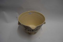 CERAMIC CREAM PAIL WITH FLORAL DECORATION MARKED 'MADE IN ENGLAND' TO BASE