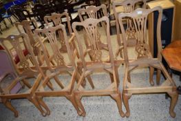 SET OF EIGHT CABRIOLE LEGGED DINING CHAIRS