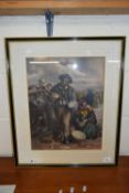 19th century lithographic print depicting china sellers with cart, f/g, 52cm high