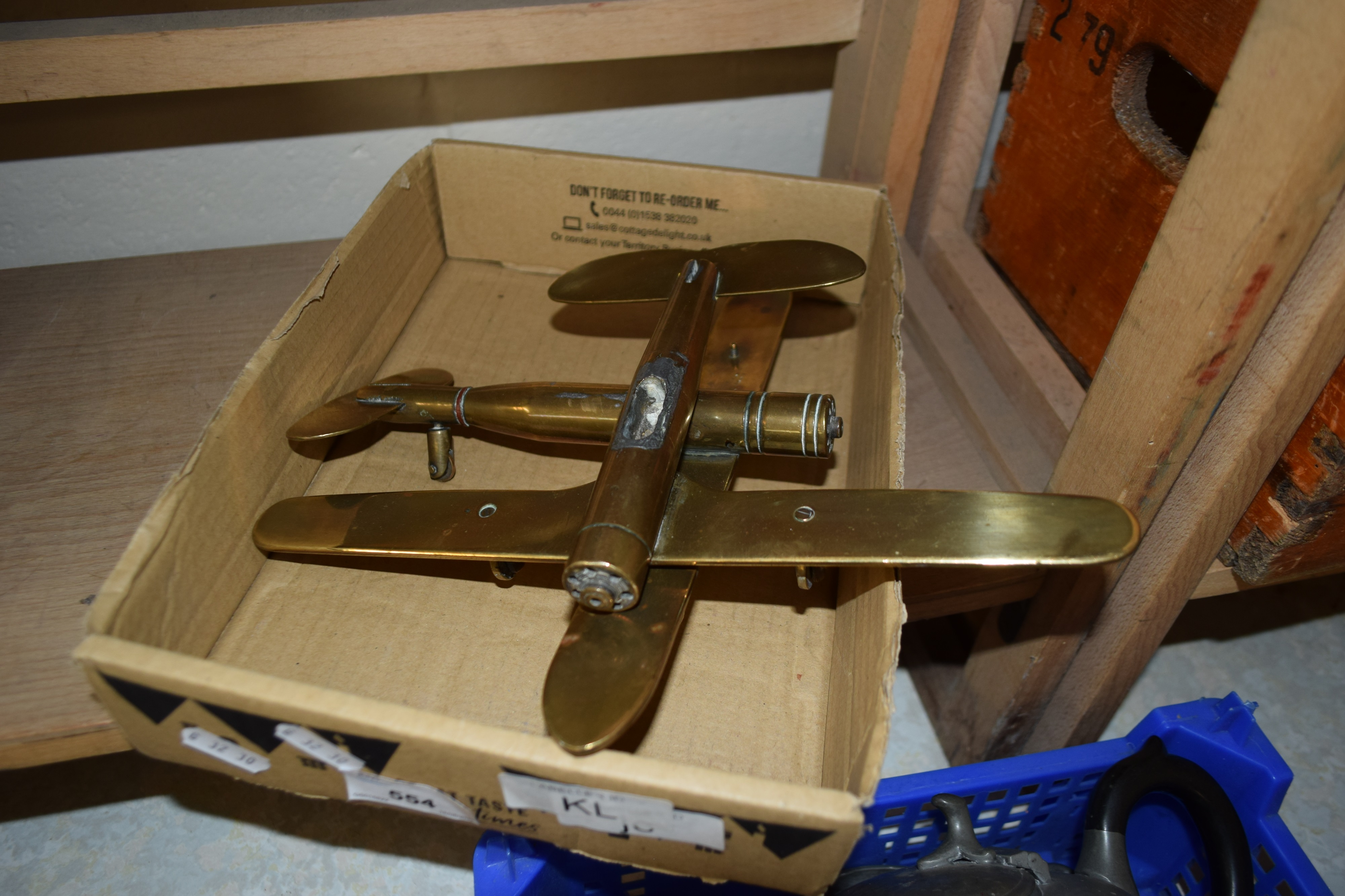 TWO VINTAGE BRASS MODEL PLANES - Image 2 of 2