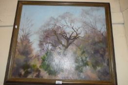 CONTEMPORARY SCHOOL, STUDY OF WINTER TREES, OIL ON CANVAS, FRAMED, 74CM WIDE