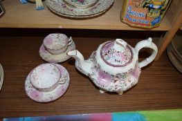 VICTORIAN PUCE LUSTRE PART TEA SET