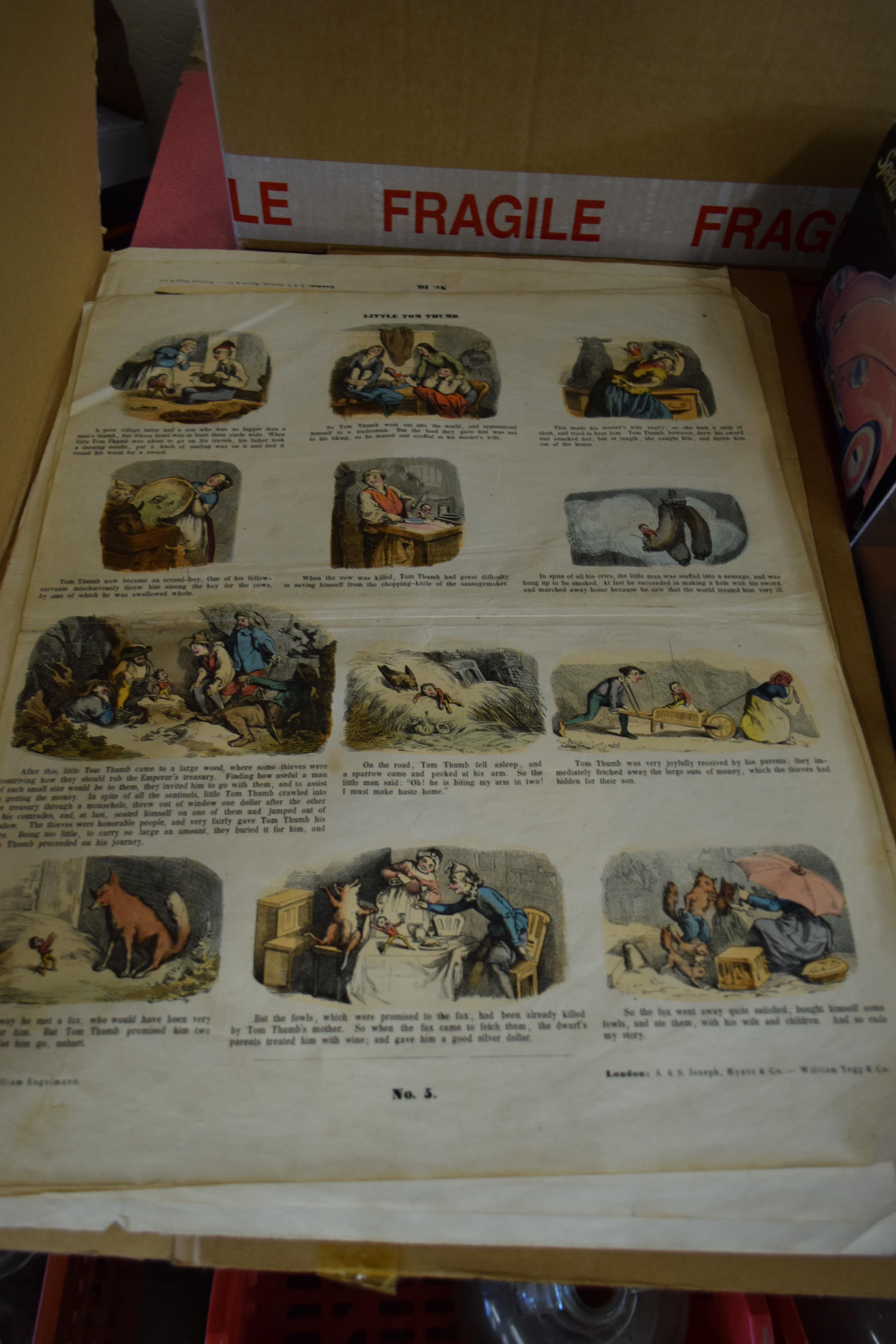 FOLDER CONTAINING VARIOUS VICTORIAN UNFRAMED PRINTS TO INCLUDE LITTLE TOM THUMB, PETER THE TRUANT, - Image 2 of 2