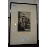 Louis Whirter, "Glamis Castle", black and white proof etching, signed and inscribed with title in