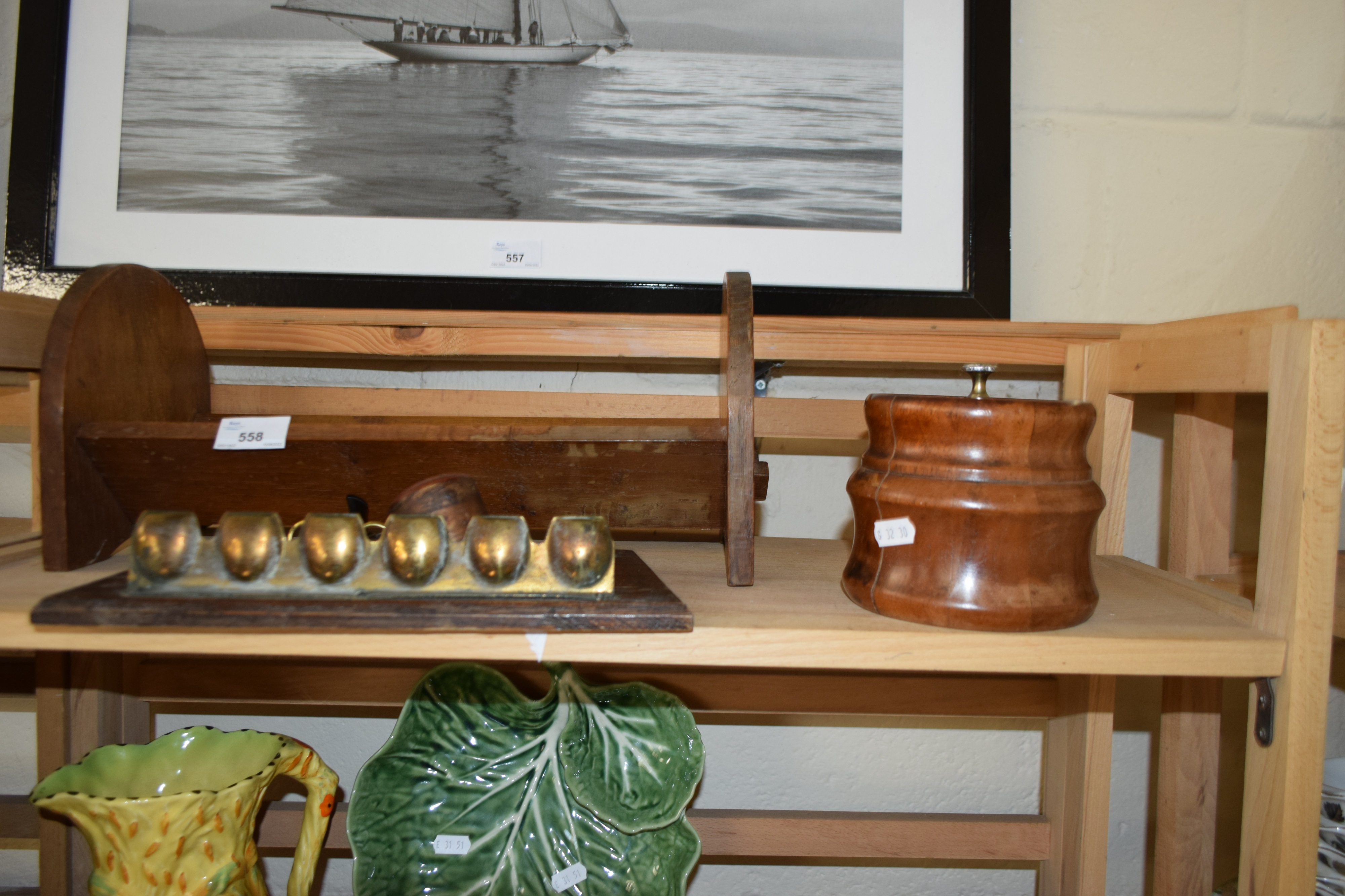 PIPE RACK, TOBACCO JAR AND A BOOK RACK - Image 2 of 2