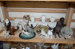 VARIOUS BUSTS OF COMPOSERS, ASSORTED DOG ORNAMENTS AND OTHER ITEMS