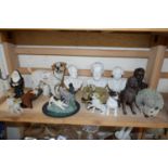 VARIOUS BUSTS OF COMPOSERS, ASSORTED DOG ORNAMENTS AND OTHER ITEMS