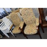 PAIR OF MODERN FLORAL UPHOLSTERED ARMCHAIRS