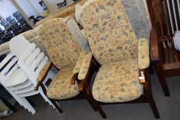 PAIR OF MODERN FLORAL UPHOLSTERED ARMCHAIRS