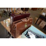 BRIEFCASE AND A FURTHER BROWN LEATHER CASE