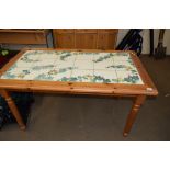 PINE FRAMED TILE TOP KITCHEN TABLE, 140CM WIDE