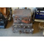 THREE VINTAGE LEATHER SUITCASES