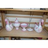 QUANTITY OF PORTUGUESE POTTERY ITEMS TO INCLUDE SWANS, VASES ETC