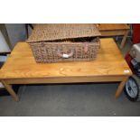 20TH CENTURY RECTANGULAR HARDWOOD COFFEE TABLE, 107CM WIDE