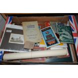 BOX OF ORDNANCE SURVEY AND OTHER MAPS PLUS ASSORTED EPHEMERA