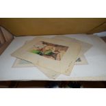 FOLDER CONTAINING COLLECTION OF PRINTS - HUNTING SCENES, AFTER ALKIN PLUS FURTHER PARISIAN SCENES