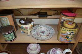MIXED LOT COMPRISING A WILKINSONS BISCUIT BARREL PATTERN 478, TOGETHER WITH ASSORTED TINS AND RIBBON