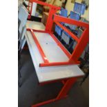 TWO METAL FRAMED SCHOOL DESKS