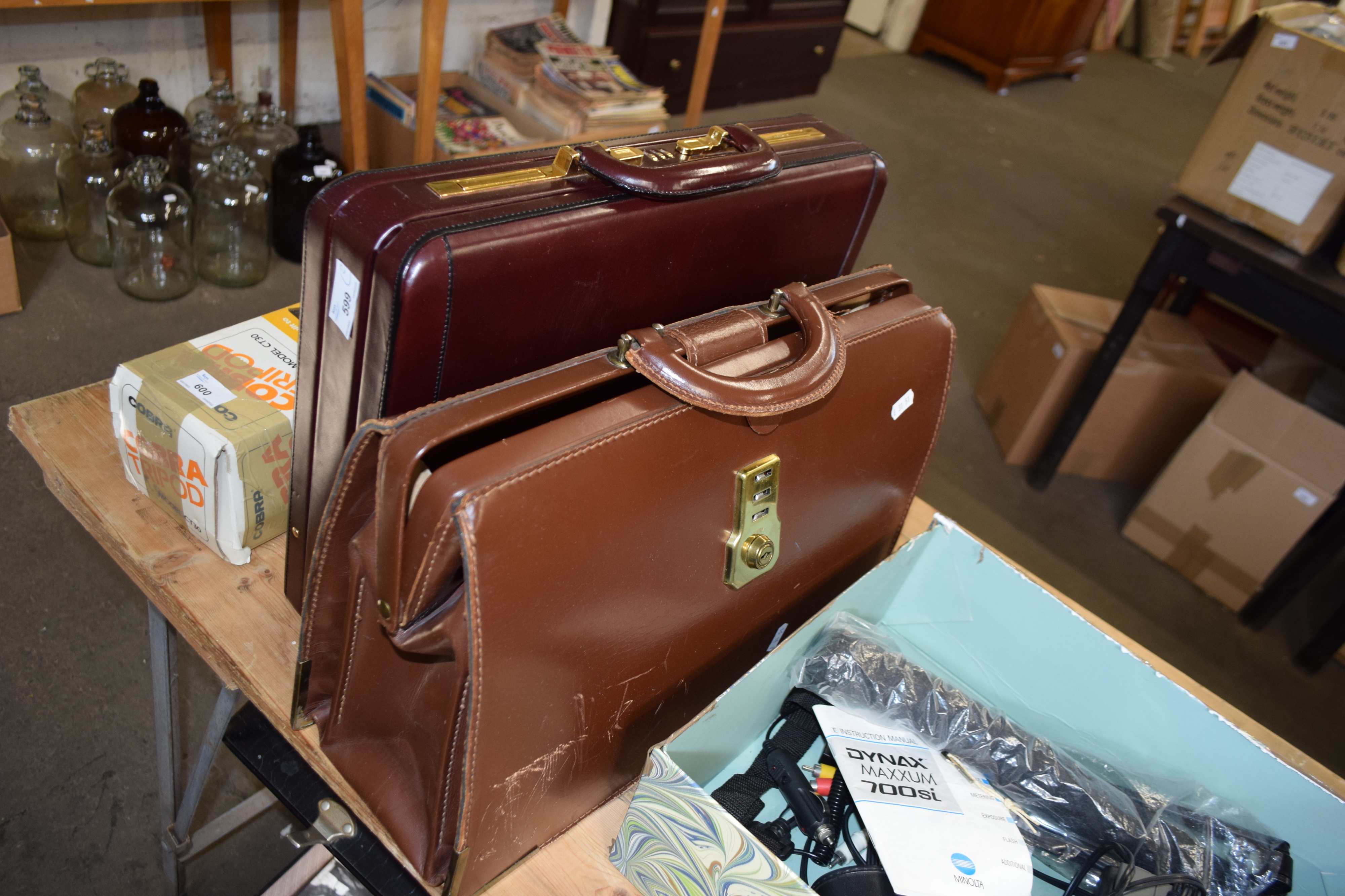 BRIEFCASE AND A FURTHER BROWN LEATHER CASE - Image 2 of 2