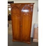 REPRODUCTION YEW WOOD VENEERED DOUBLE DOOR WARDROBE