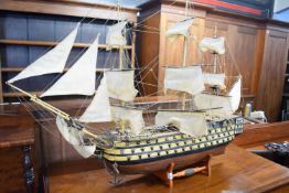 Modern scale model of HMS Victory, built by Mike Dowling, approx 90cm long