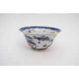Chinese porcelain flared bowl, probably Dutch decorated, with overlaid polychrome design (hairline