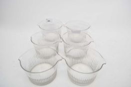 Group of six wine glass coolers with ribbed design (6), 40cm diam