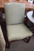 Georgian mahogany gallery chair with upholstered seat and back, the seat with serpentine front