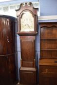 C Beavington, Stourbridge, Georgian oak and mahogany cased longcase clock with plain arched dial