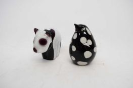 Glass paperweight modelled as a panda, and further paperweight (2)