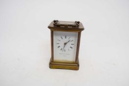 Brass carriage clock manufactured by Matthew Norman