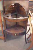 19th century mahogany corner wash stand with galleried back and three apertures over a base shelf