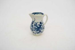 A Worcester porcelain sparrowbeak jug c.1770 painted in underglaze blue with the Mansfield pattern