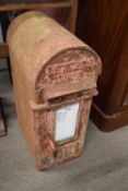 Cast iron post mounted letterbox marked 'GR', 51cm high