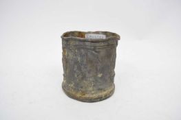 Lead pot, late 18th/early 19th century, decorated with a hunting scene and poacher behind a tree