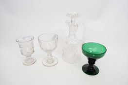 Claret glass decanter, further glass rummer type and green glass (qty)