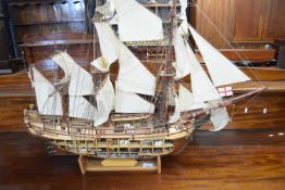 Scratch built model of HMS Bounty, built by Mike Dowling, approx 95cm wide