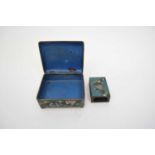 Chinese cloisonne box with floral decoration, the interior with a matchbox holder with similar