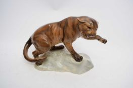 Large Beswick figure of a leopard on rocky base