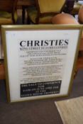 Reproduction Christies advertising poster for the auction of Stowe House property, f/g, 78cm high