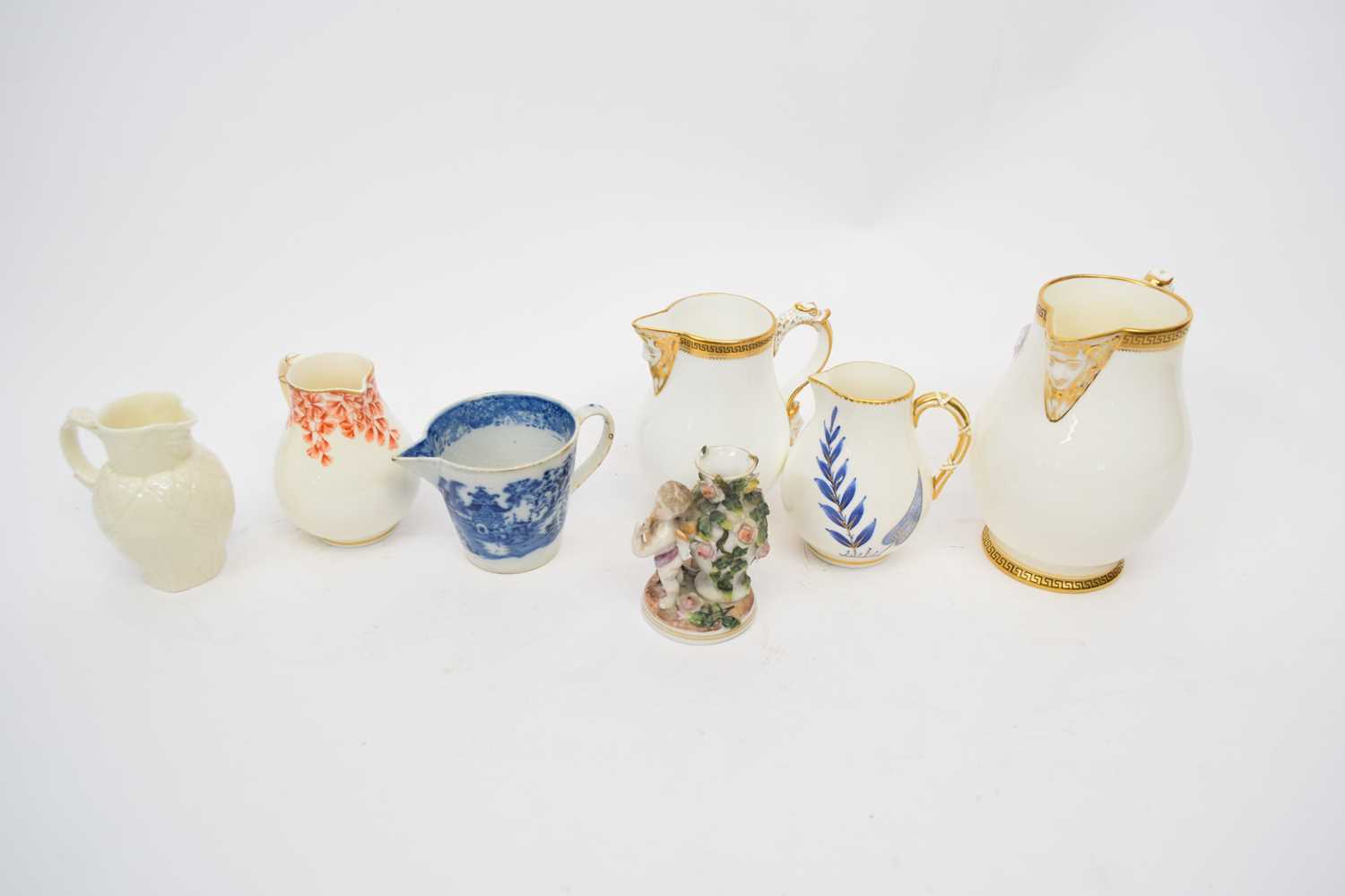 Group of ceramic jugs including Worcester examples