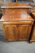 William IV or early Victorian mahogany chiffonier, single shelf back with turned supports over a