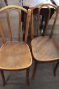 Pair of Thonet bentwood cafe chairs with textured seats, 88cm high (2)