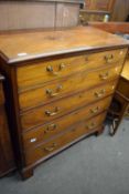 Georgian mahogany secretaire chest, the top secretaire drawer with pigeonholed interior and