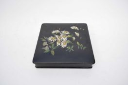 Lacquer box, the cover with painted floral decoration