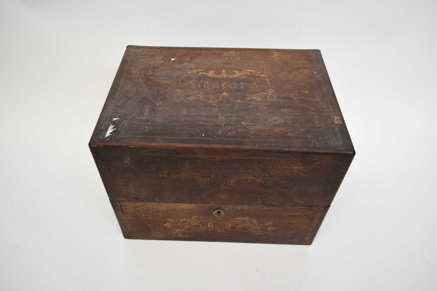 Continental wooden jewellery box with inlaid designs - Image 2 of 4